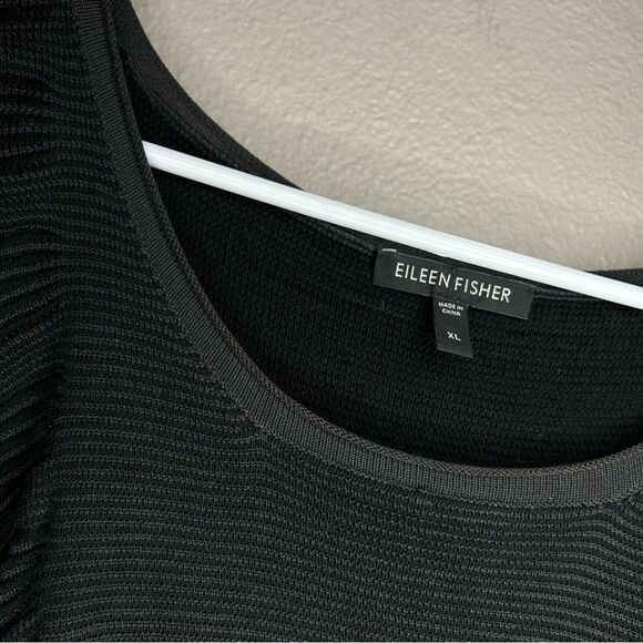 Eileen Fisher black Silk Sheen Stripe knit pullover sweater women’s size XL - Picture 7 of 7